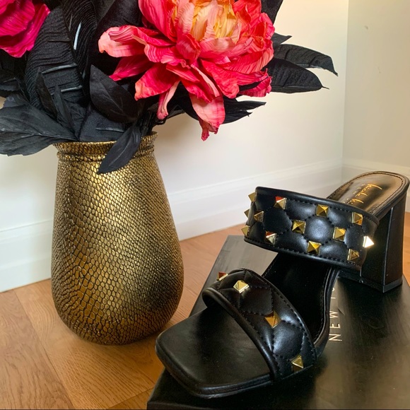 Gold Studded Mules by Nicole Miller - Picture 2 of 3